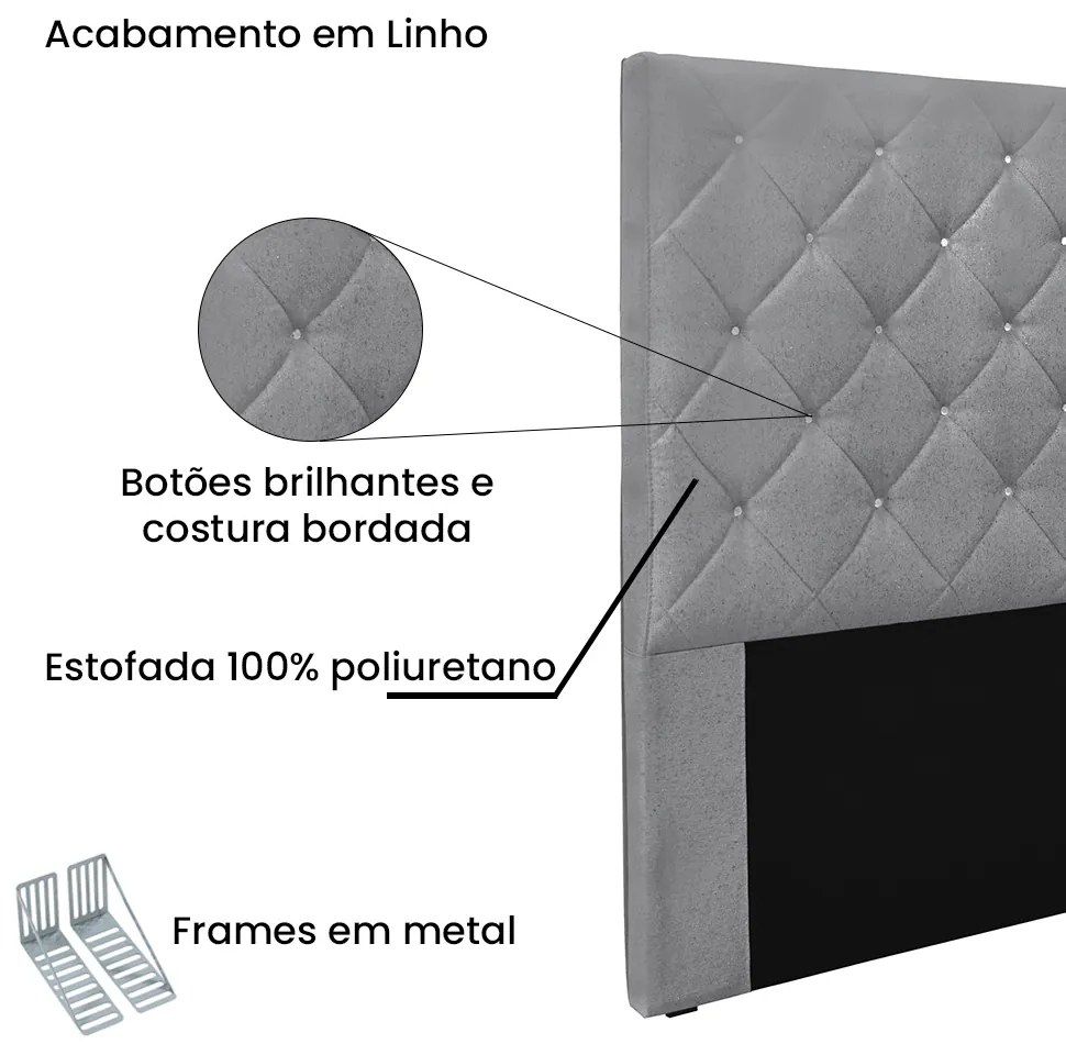 Cabeceira Cama Box Solteiro 90 cm Tania Linho S04 - D'Rossi - Cinza