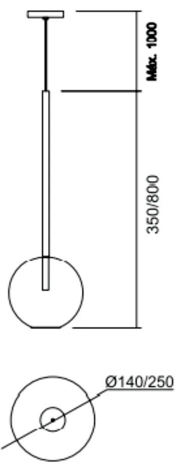 Pendente Ball Ø25X55Cm 1Xg9 Haste 30Cm / Metal E Globo Ø25Cm | Usina 1... (DR-V - Dourado Escovado, AMBAR)