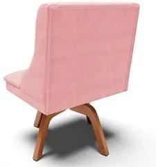 Kit 4 Cadeiras Estofadas Giratória para Sala de Jantar Lia Suede Rosa