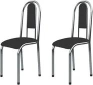 Kit 2 Cadeiras Anatômicas 0.122 Estofada Cromado/Preto - Marcheli