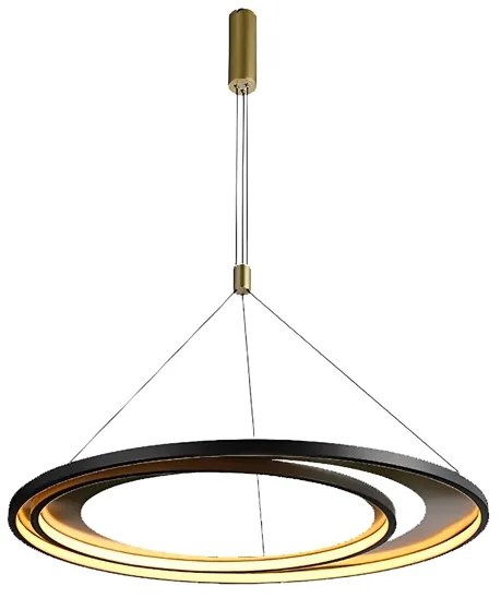 Pendente Led Metal Preto Dourado 76w 3000k Loop