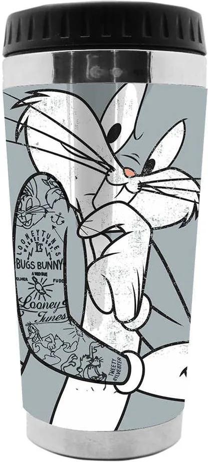 Copo Térmico Looney Tunes Bug Bunny Concerned Cinza - 473 ml - Urban