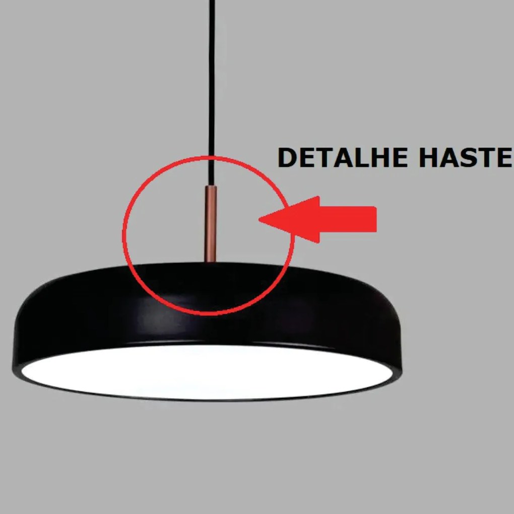 Pendente Titan Ø30X11Cm 2Xe27 Com Difusor Plano / Haste De 15Cm | Usin... (ESC-V - Escovado)