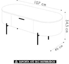 Mesa de Centro Para Sala Pés Metálicos Clover D04 Bali/Quartzo - Mpoze