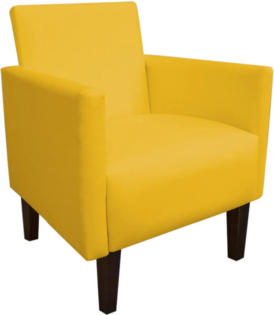 Poltrona Decorativa Compacta Jade Corino Amarelo com Pés Baixo Chanfrado - D'Rossi