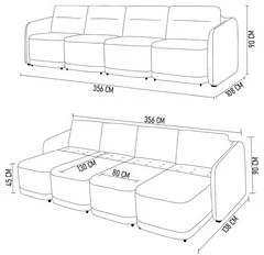 Sofá Cama Casal para Sala 356cm Polska K04 Bouclê Cinza Claro - Mpozen