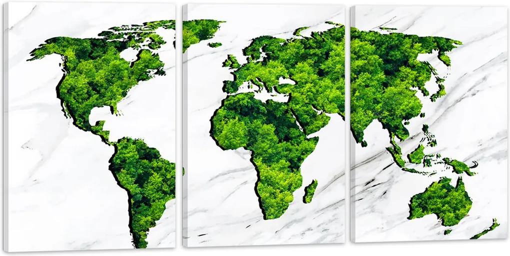 Quadro Mapa Mundi Verde Árvores 60x120cm Decoração Escritórios Salas Empresas - Oppen House