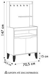 Armário Multiuso Cantinho do Café 71cm Flow Branco/Freijó - EJ Móveis