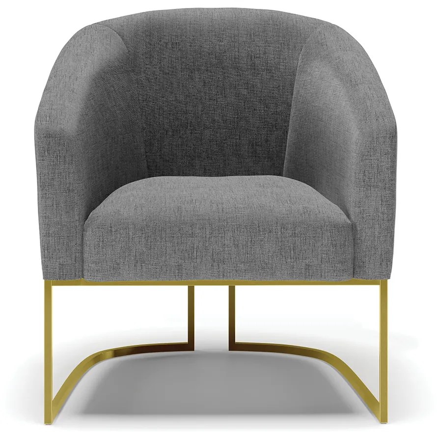 Poltrona Decorativa Industrial Dourado kit 2 Stella Linho Grafite D03 - D'Rossi