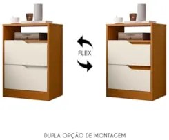 Mesa de Cabeceira 2 Gavetas Sole Flex Cinamomo/Off White - Albatroz