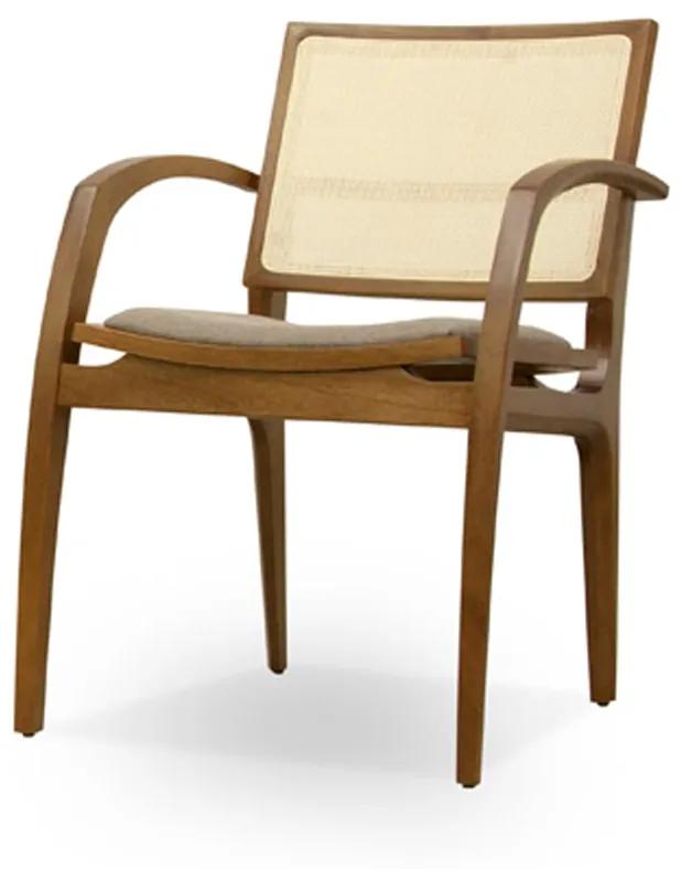 Cadeira com Braço Valentine Encosto Palha Natural Estrutura Madeira de Manejo