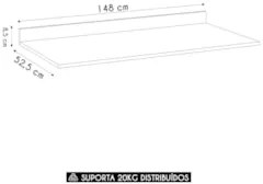 Tampo Para Balcão de Cozinha 148cm MDP Z34 Branco - Mpozenato