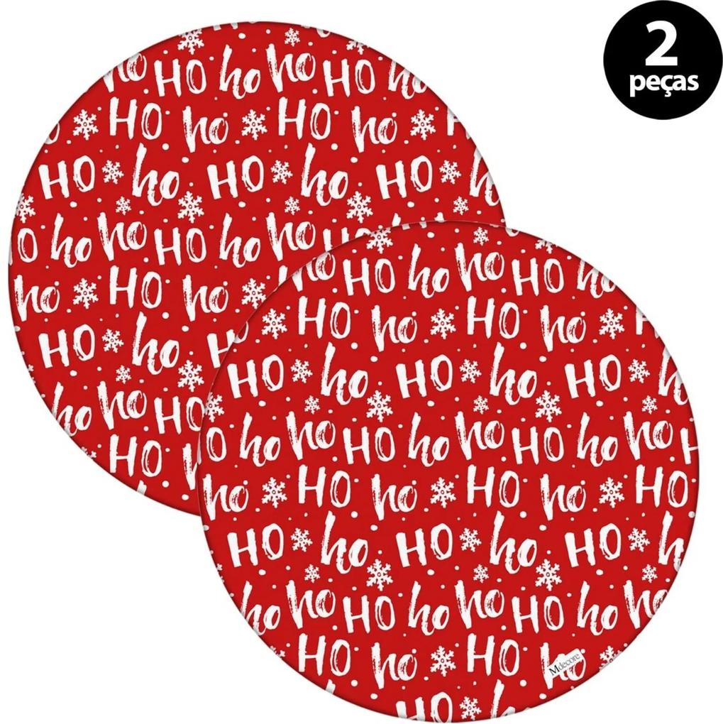 Capa para Sousplat Mdecore Natal Ho Ho Ho! Vermelho 2pçs