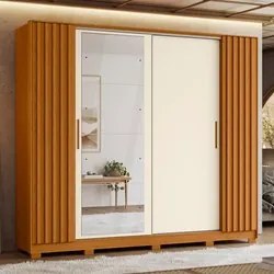 Guarda Roupa Casal 4 Portas 4 Espelhos Jacarandá Flex Cinamomo/Off Whi