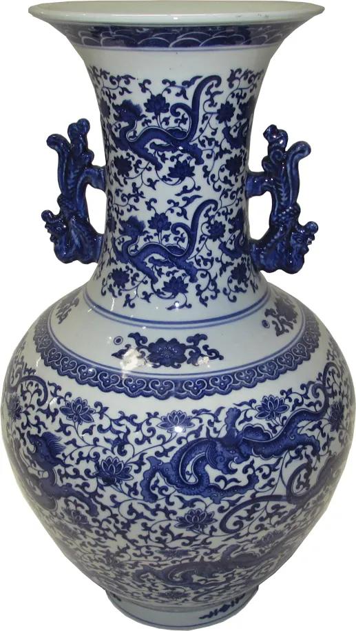 Ânfora Decorativa em Porcelana Chinesa Azul