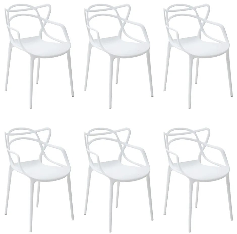 Kit 6 Cadeiras Decorativas Sala e Cozinha Feliti (PP) Branca G56 - Gran Belo