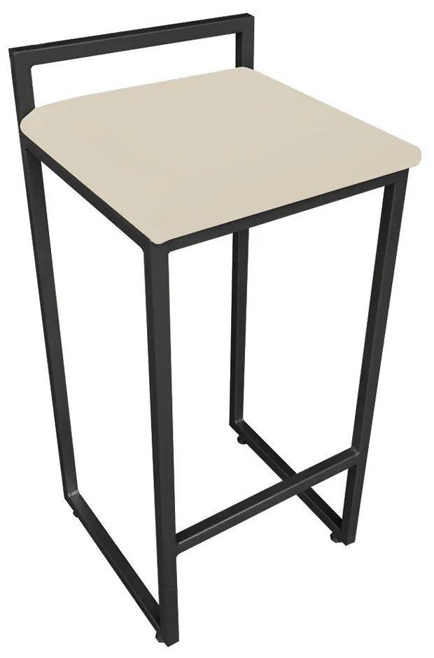 BANQUETA PIETRA SUEDE BEGE  BASE PRETO D