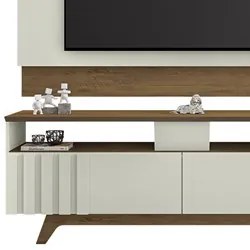 Painel para TV 60 Pol com Rack Bancada Suíça Freijó/Cinza Cristal - Mó