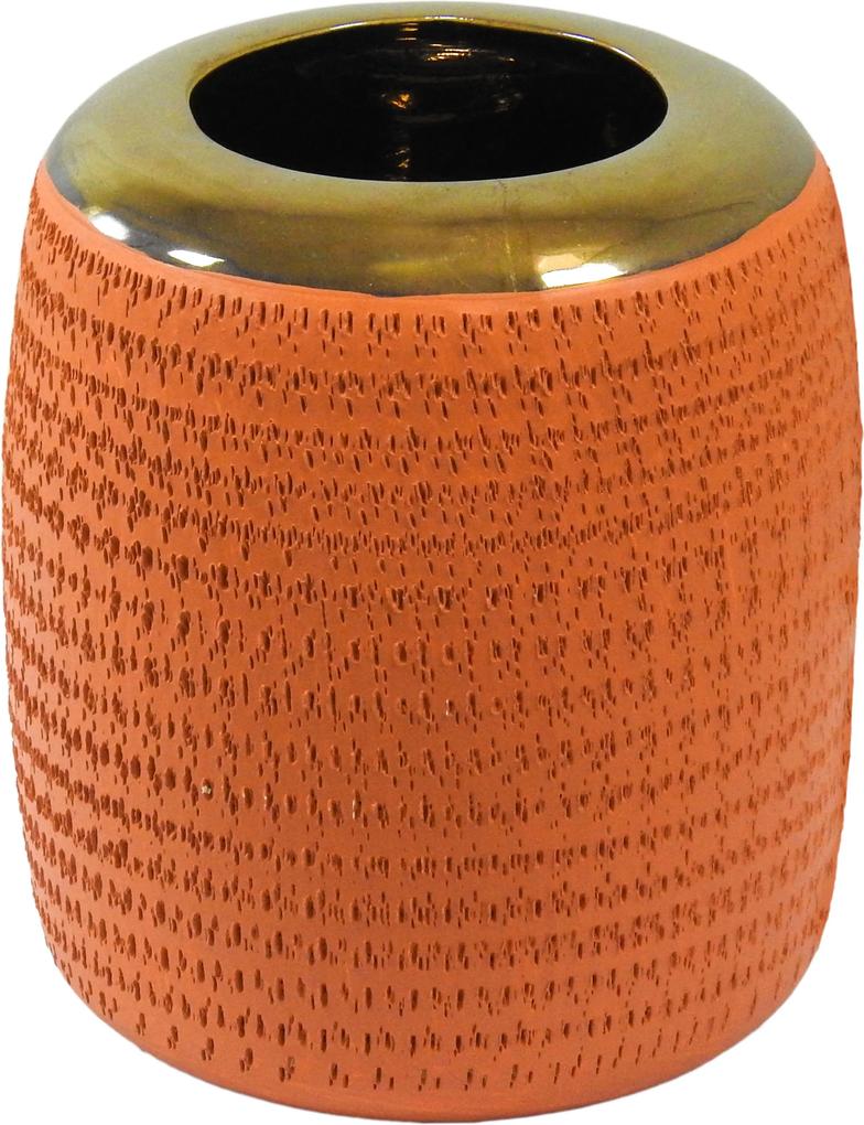 Vaso Decorativo em Cerâmica Pequeno Laranja - 20x16cm