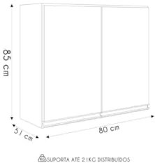 Armário de Cozinha Aéreo 80cm Maly N03 Carvalho/Off White - Mpozenato