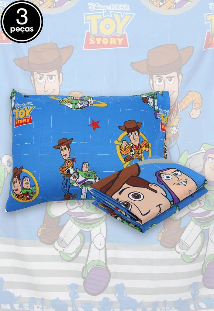 Jogo de Cama Solteiro Lepper 3Pçs Toy Story 1,40 m x 2,20 m Azul