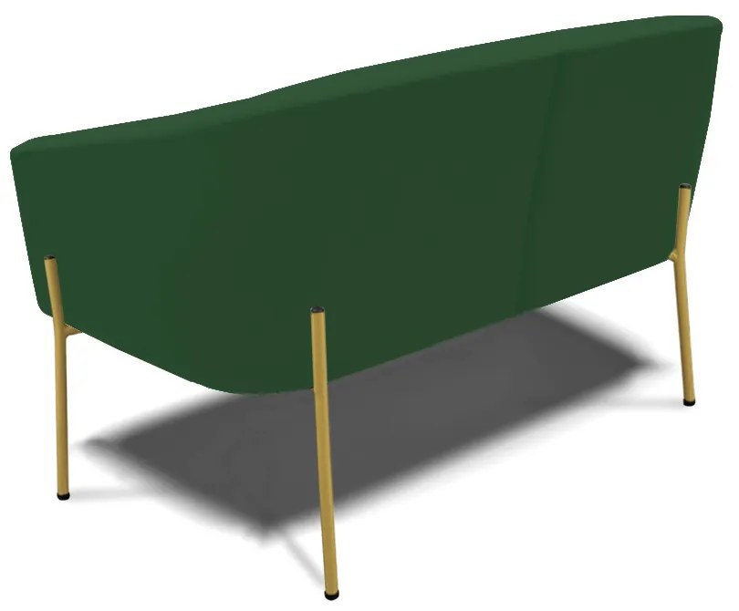Namoradeira e 2 Poltronas Pé de Ferro Dourado Stella Veludo Verde D03 - D'Rossi