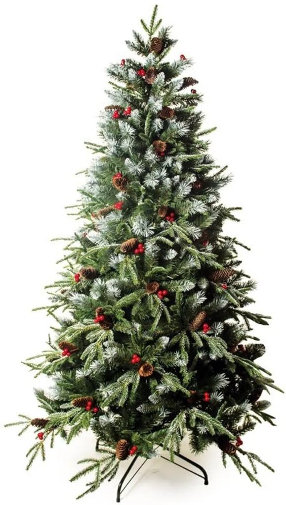 Árvore De Natal Nevada Cerejas E Pinhas 180Cm 1555 Hastes