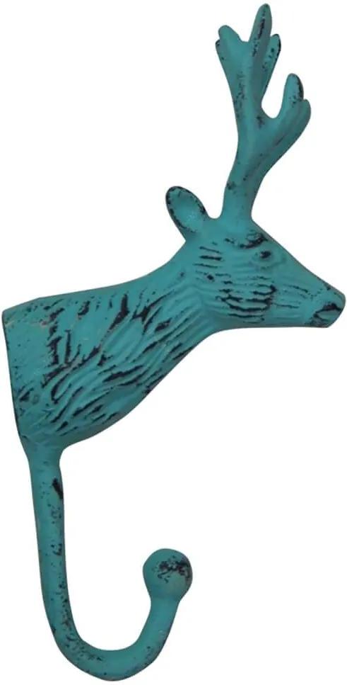 Cabideiro Rustic Deer Head Azul em Alumínio - Urban - 18x10 cm