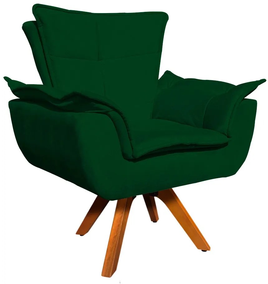 Kit 02 Poltronas Giratória Opala Suede Base Madeira MM30 D'Rossi - Verde