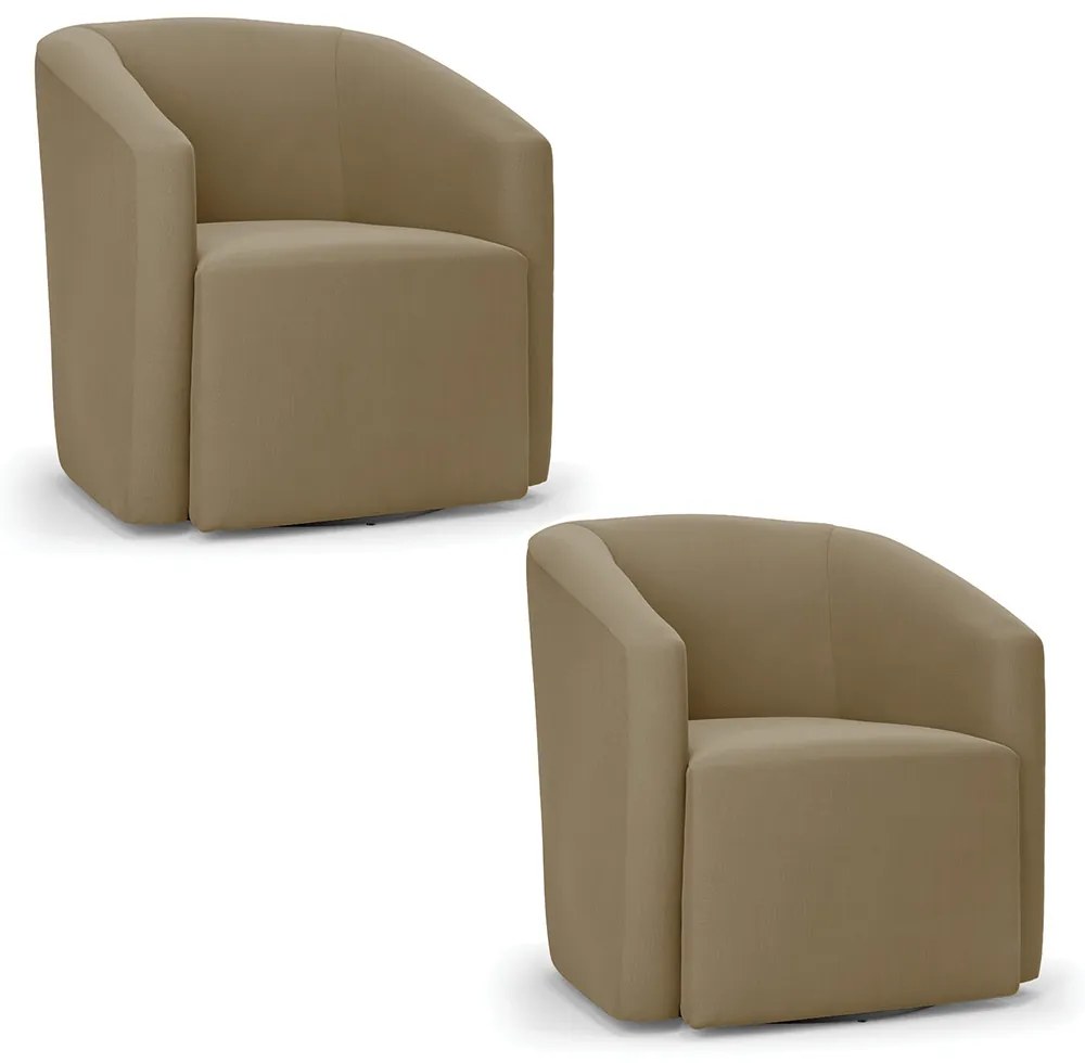 Poltrona Decorativa Base Giratória Kit 2 Stella Max Suede D03 - D'Rossi - Marrom Rato
