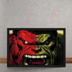 Quadro Decorativo Hulk e Hulk Vermelho Marvel 25x35