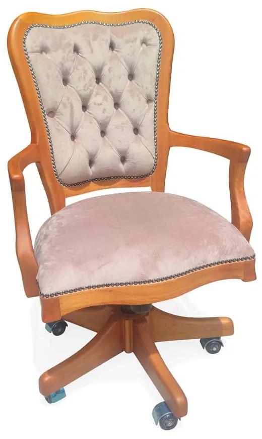 Cadeira com Braço Giratória Inglesa Capitonê Mel Ajuste de Altura e Relax Design de Luxo