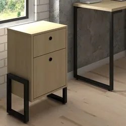 Gaveteiro Home Office 2 gavetas Estilo Industrial New Port F02 Nature