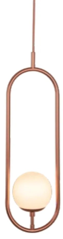 Pendente Elo 16X12X50Cm 01Xg9 Globo Ø12Cm - Usina 50020/1 (CP-M - Champanhe Metálico, Branco (Fosco))