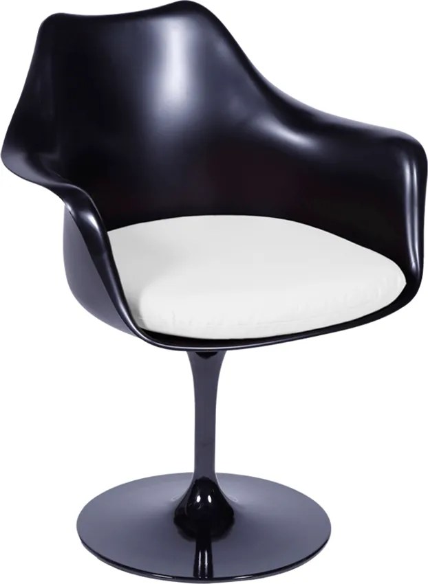 Cadeira Saarinen Tulipa Beta Com Braço Preto / Branco