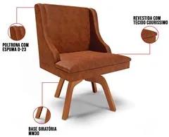 Kit 8 Cadeiras Estofadas Base Giratória de Madeira Lia Sintético Premi