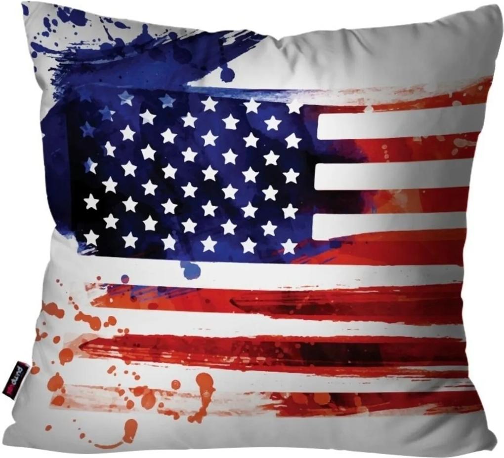 Capa de Almofada Decorativa Avulsa Branco Bandeira dos Estados Unidos 45x45cm Pump UP