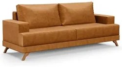 Sofá 3 Lugares 200cm Living Pés Curvos Santi D05 Sintético Whisky - Mp