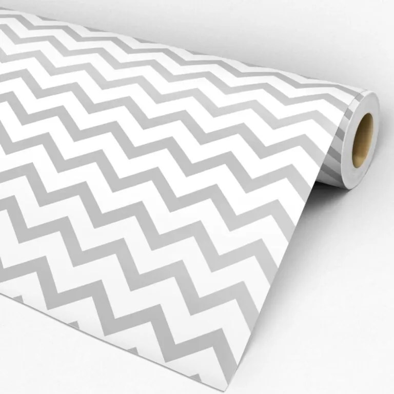 Papel de parede adesivo Chevron cinza e branco