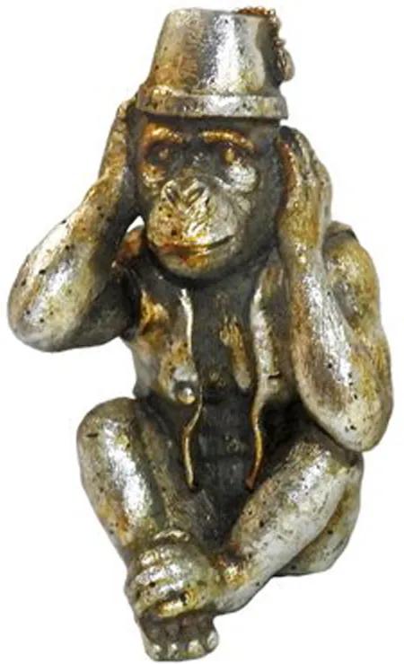 Escultura Decorativa Macaco Prata