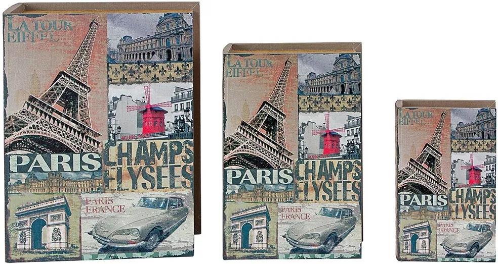 Book Box Conjunto 3 Peças Champs Elysees Oldway - 35x26x8cm