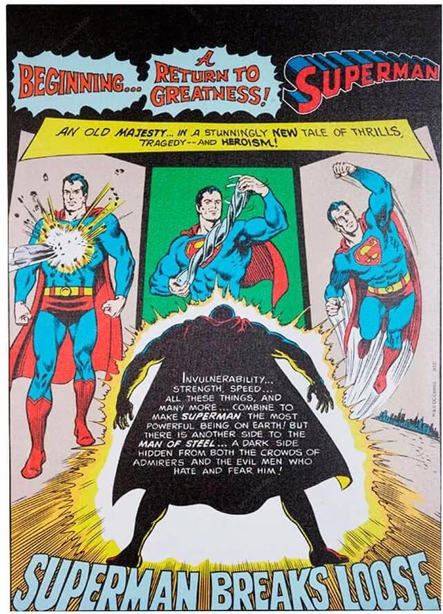 Tela DC Comics Superman Breaks Colorido - Urban - 70x50 cm