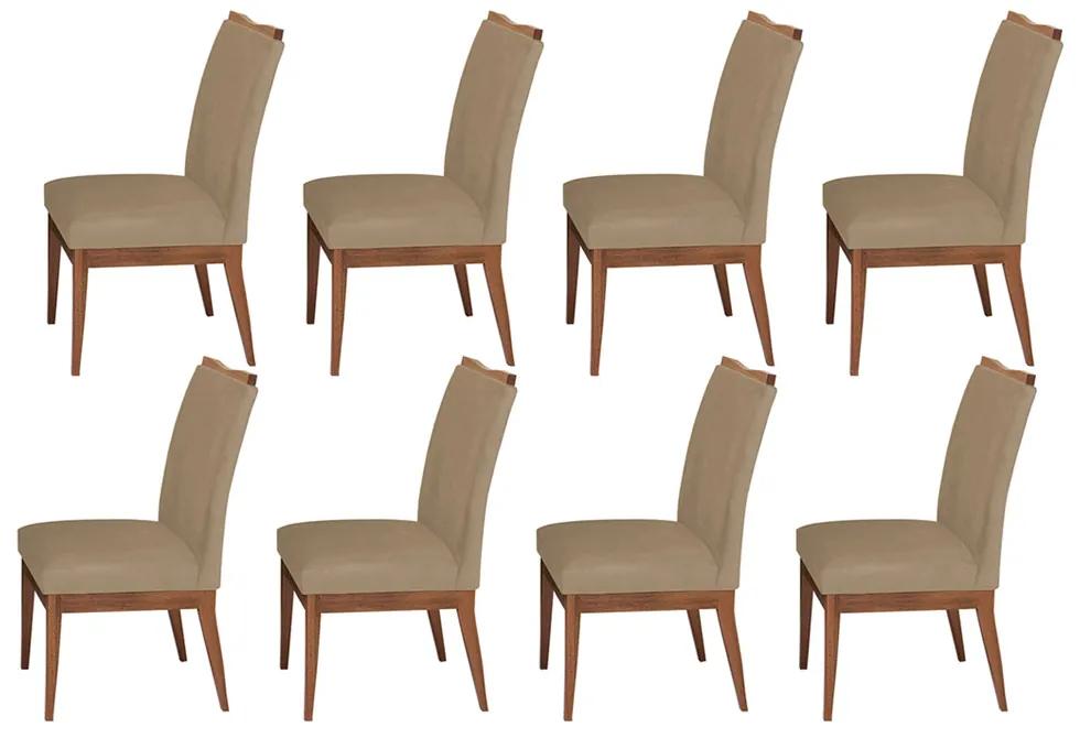 Conjunto 8 Cadeira Decorativa Leticia Aveludado Nude