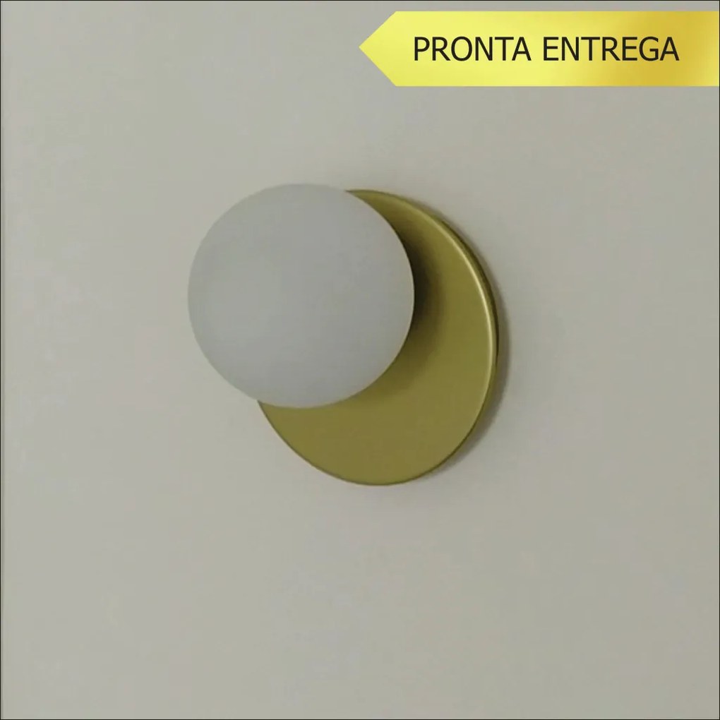 Arandela Flat Ball Ø15X12,5Cm Aluminio E Globo Ø10Cm 01Xg9 - Qimporta... (BRANCO)