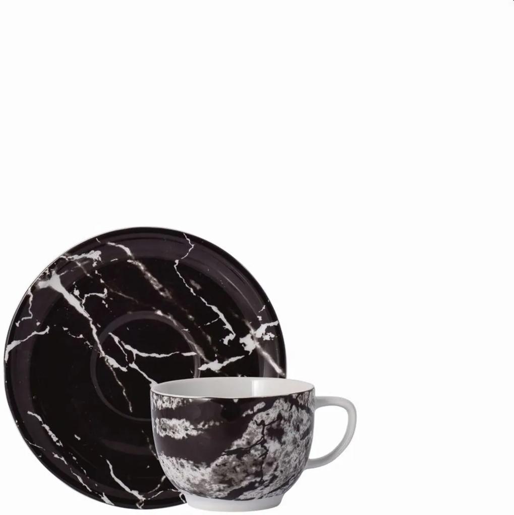 Xícara Chá com Pires 200 ml Porcelana Schmidt - Dec. Ônix Negro