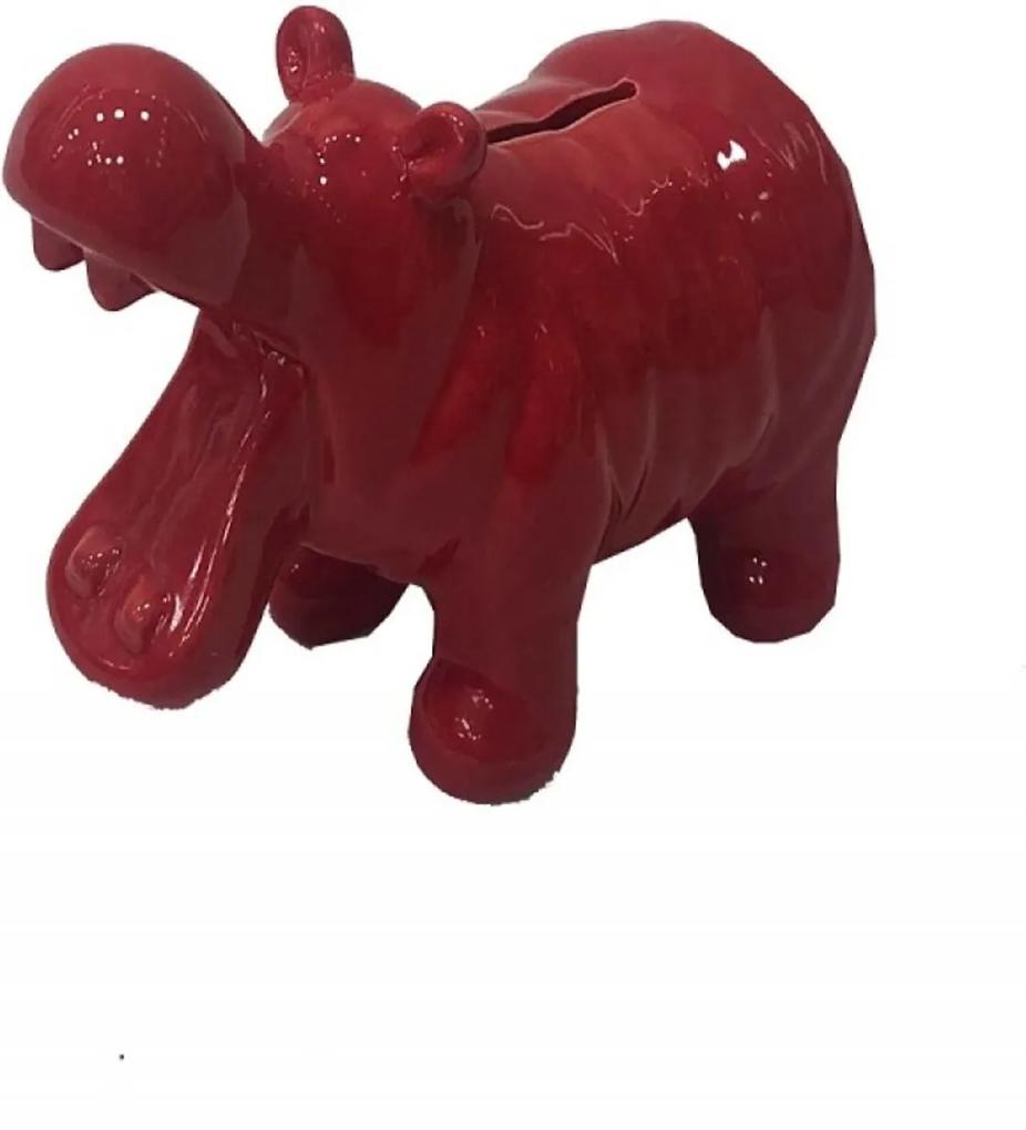 Cofre Personalizado Cerâmica Hipopótamo Vermelho 12x18x10cm