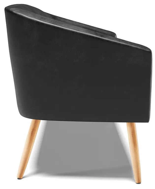 Sofá 2 Lugares Namoradeira Pé Palito Natural Stella Sintético PU D03 - D'Rossi - Preto