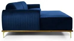 Sofá 320cm 5 Lugares com Chaise Esquerdo Pés Gold Molino C-304 Veludo