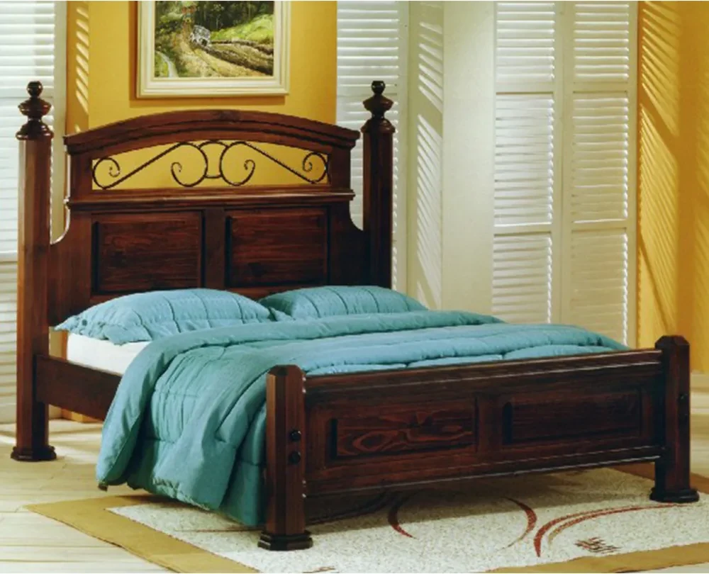 Cama de Casal Orleans Madeira Maciça Bedroom - Imagine Móveis - A Sua Loja  de Móveis de Madeira Maciça