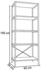 Kit 2 Estantes Livreiro Multiuso Estilo Industrial 150cm 5 Prateleiras